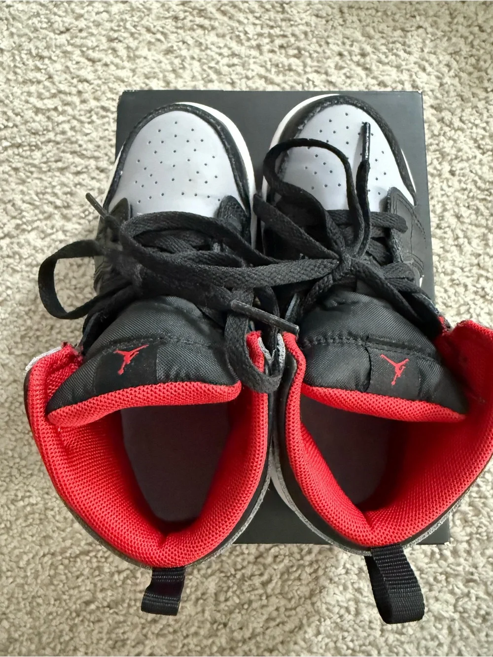 Nike Kids High-Top Sneakers in Black, Gray & Red